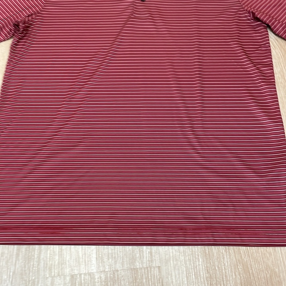Greg Norman ML75 Dry Fit “Play Dry” Maroon Pink White Striped Golf Polo Shirt - Picture 4 of 5